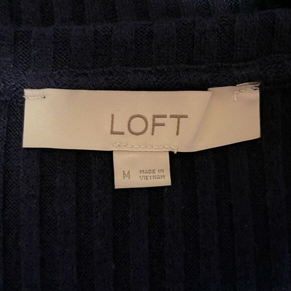 Loft Ribbed Scoop‎ Neck Shift Dress Short Sleeve Navy Blue Women’s Medium - Picture 7 of 8